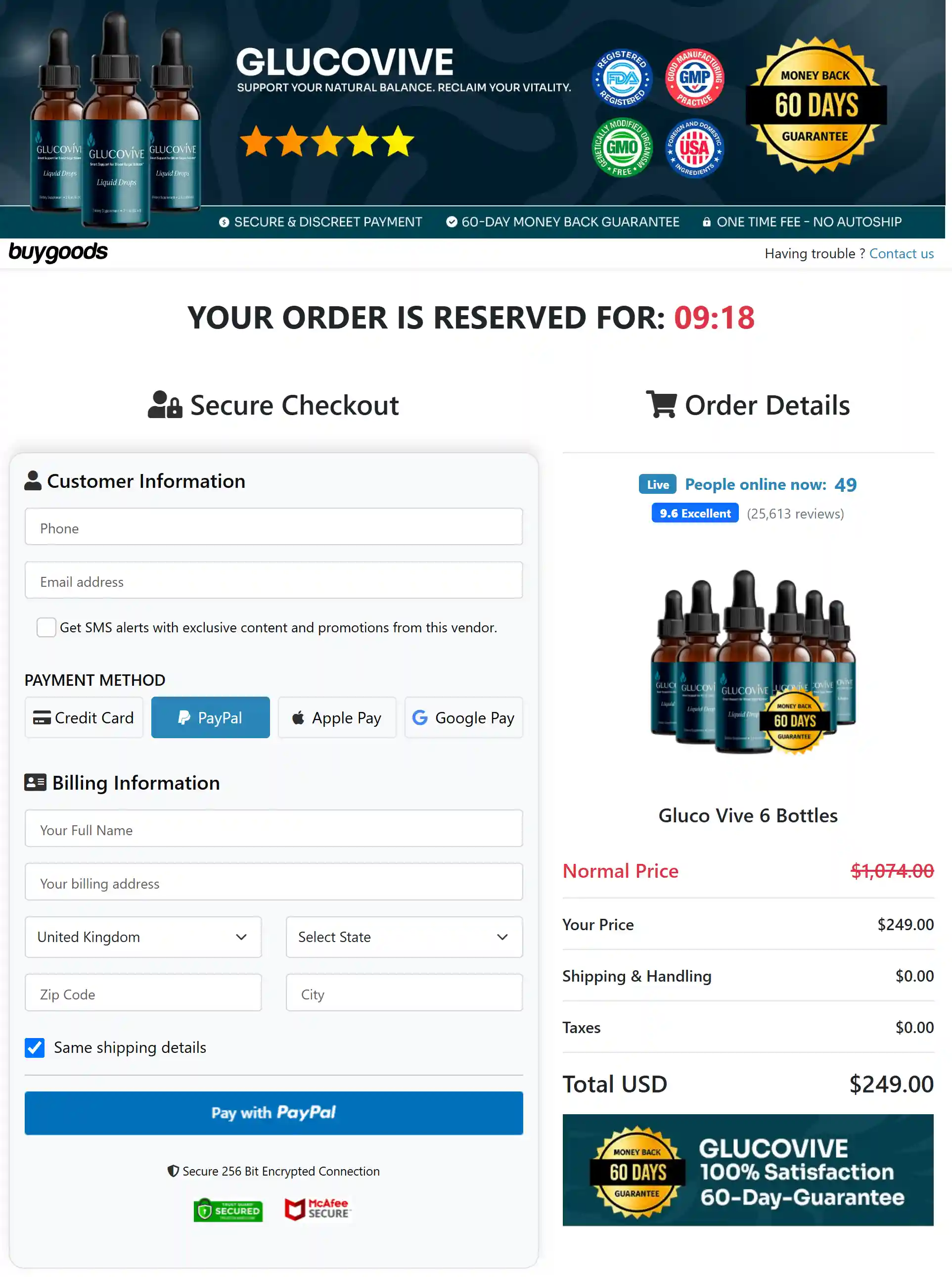 Glucovive CheckoutPage